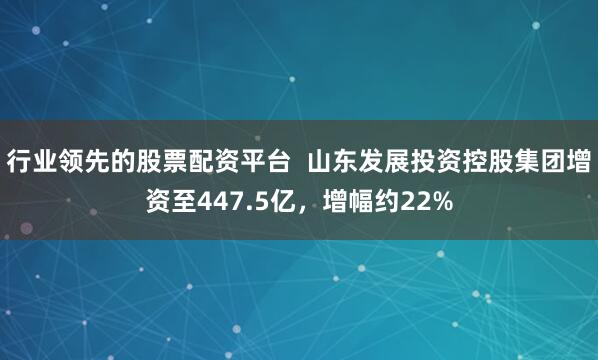 行业领先的股票配资平台  山东发展投资控股集团增资至447.5亿，增幅约22%
