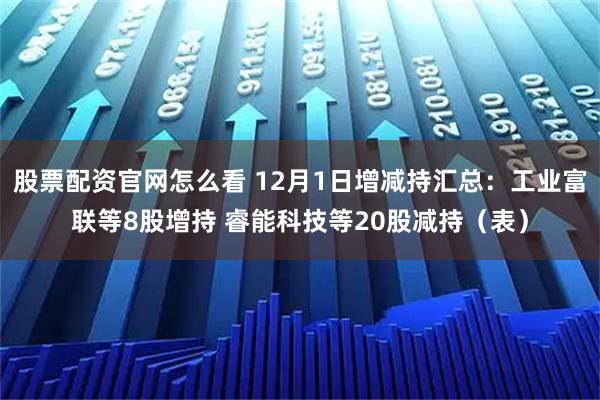 股票配资官网怎么看 12月1日增减持汇总：工业富联等8股增持 睿能科技等20股减持（表）